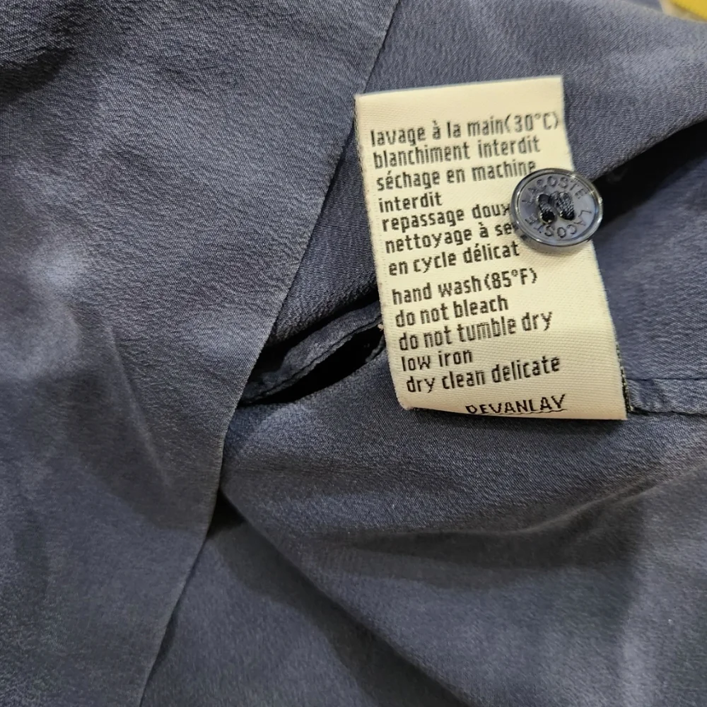 Lacoste Navy Blue 100% Silk Utility Shirt Pockets Dress Size 34